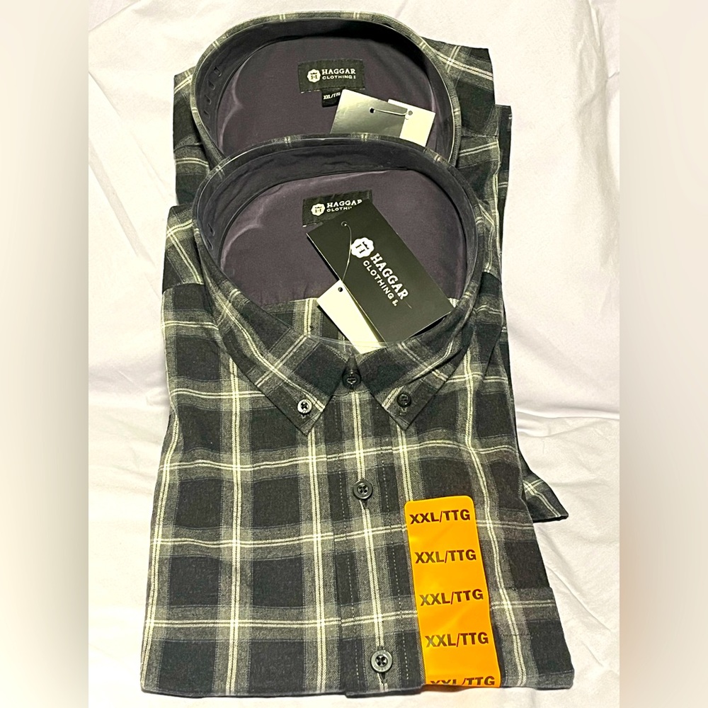 Brand new plaid Hagger button down long sleeve Dress shirt size XXL